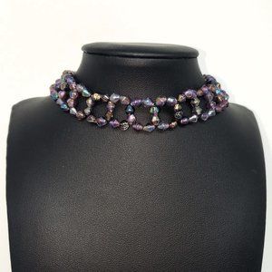 Vintage Purple/Multi-Color Beaded Choker Necklace